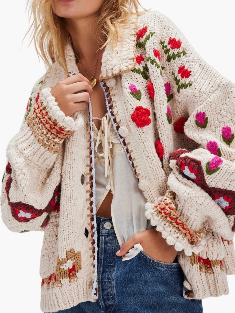 Free People Rosebud Oversize Cardigan XS NWT
